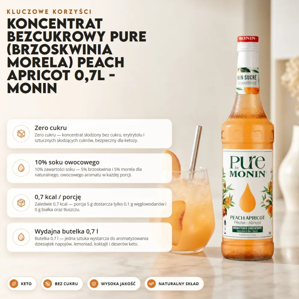 Koncentrat Bezcukrowy PURE (Brzoskwinia Morela) Peach Apricot 0,7l – Monin