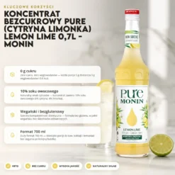 Koncentrat Bezcukrowy PURE (Cytryna Limonka) Lemon Lime 0,7l – Monin