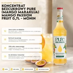 Koncentrat Bezcukrowy PURE (Mango Marakuja) Mango Passion Fruit 0,7l – Monin