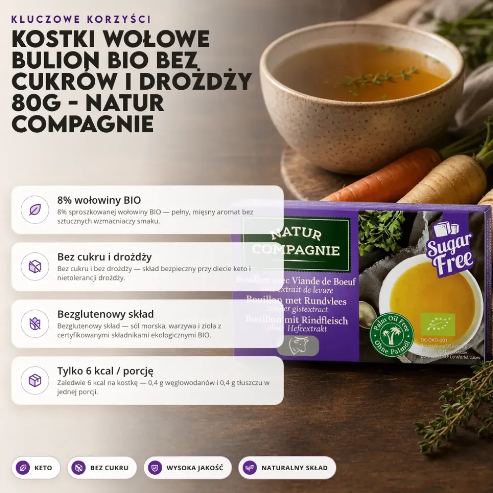Kostki Wołowe Bulion BIO bez Cukrów i Drożdży 80g – Natur Compagnie