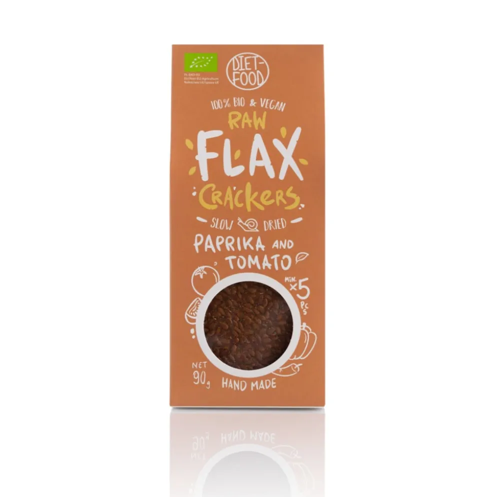 Krakersy Keto BIO – Flax Crackers Pomidor i Papryka 90g – Diet-Food