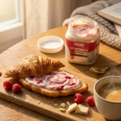 Krem Keto z MCT – Biała Czekolada z Maliną 250g – BeKeto