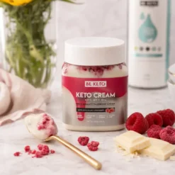 Krem Keto z MCT – Biała Czekolada z Maliną 250g – BeKeto