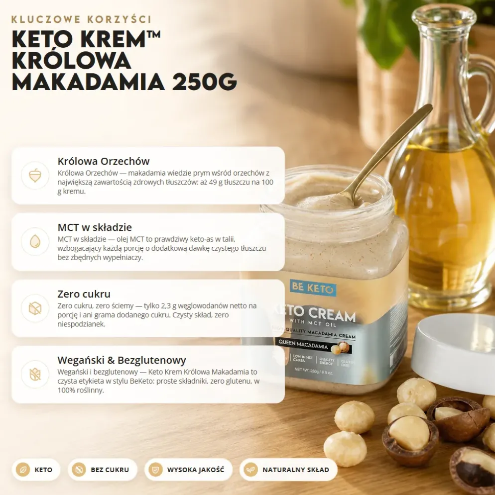 Krem Keto z MCT – Królowa Makadamia 250g – BeKeto