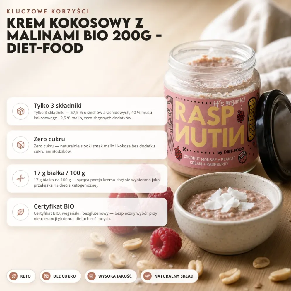 Krem Kokosowy z Malinami BIO 200g – Diet-Food