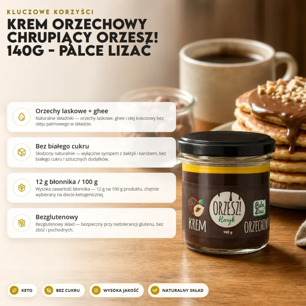 Krem Orzechowy Chrupiący ORZESZ! 140g – Palce Lizać