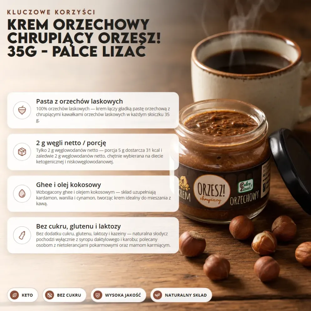 Krem Orzechowy Chrupiący ORZESZ! 35g – Palce Lizać