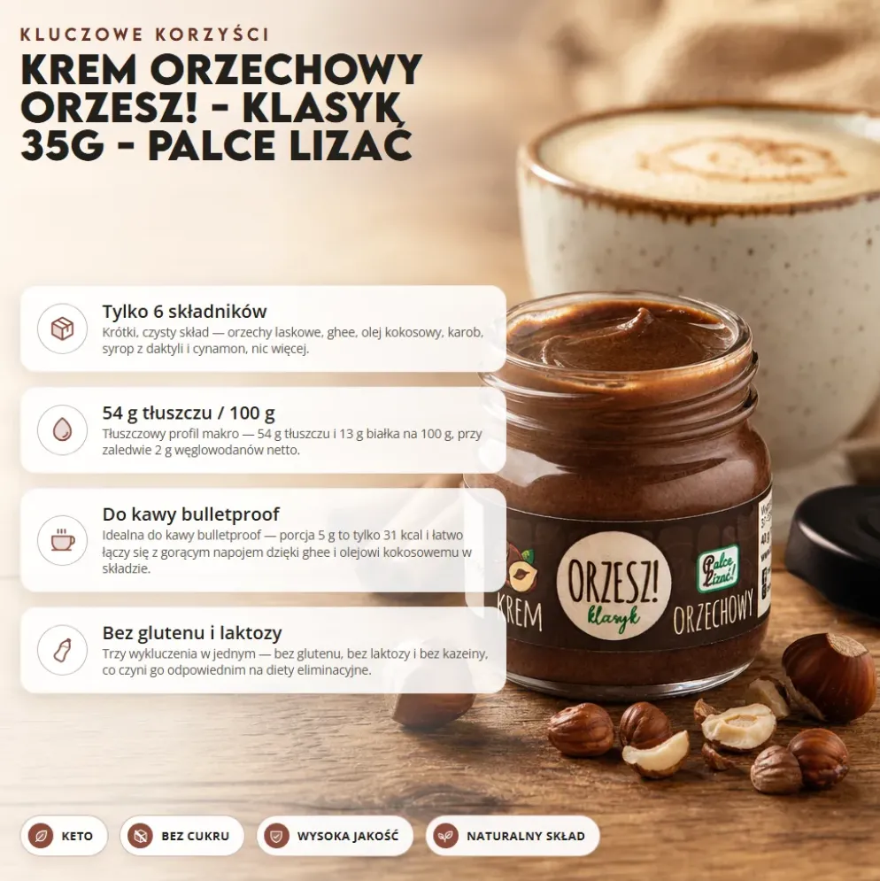 Krem Orzechowy ORZESZ! – Klasyk 35g – Palce Lizać