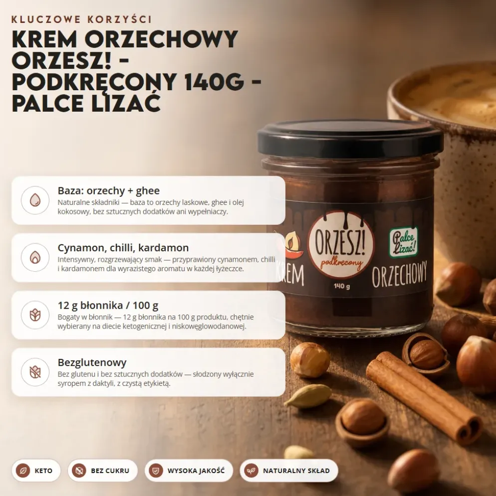 Krem Orzechowy ORZESZ! – Podkręcony 140g – Palce Lizać