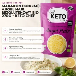 Makaron (Konjac) Angel Hair Bezglutenowy BIO 270g – Keto Chef