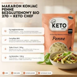 Makaron Konjac Penne Bezglutenowy BIO 270 – Keto Chef