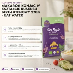 Makaron Konjac w Kształcie Kuskusu Bezglutenowy 270g – Eat Water