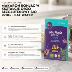 Makaron Konjac w Kształcie Orzo Bezglutenowy BIO 270g – Eat Water