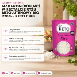 Makaron (Konjac) w Kształcie Ryżu Bezglutenowy BIO 270g – Keto Chef