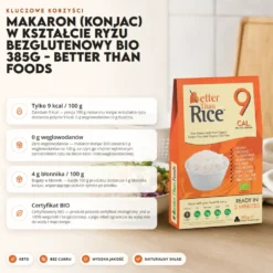 Makaron (Konjac) w Kształcie Ryżu Bezglutenowy BIO 385g – Better Than Foods