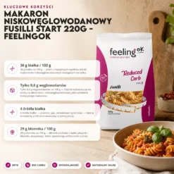 Makaron Niskowęglowodanowy Fusilli Start 220g – FeelingOK