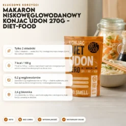Makaron Niskowęglowodanowy Konjac Udon 270g – Diet-Food