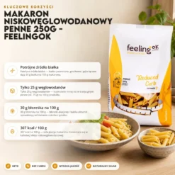 Makaron Niskowęglowodanowy Penne 250g – FeelingOK