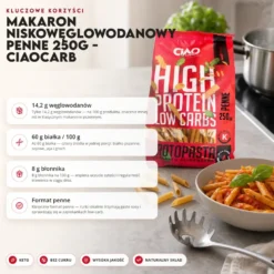 Makaron Niskowęglowodanowy Penne 250g – CiaoCarb