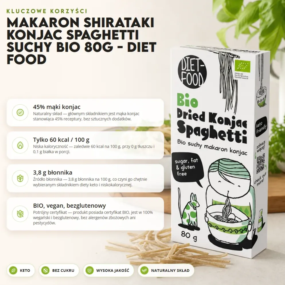 Makaron Shirataki Konjac Spaghetti Suchy BIO 80g – Diet Food