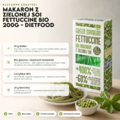 Makaron z Zielonej Soi Fettuccine BIO 200g – Dietfood