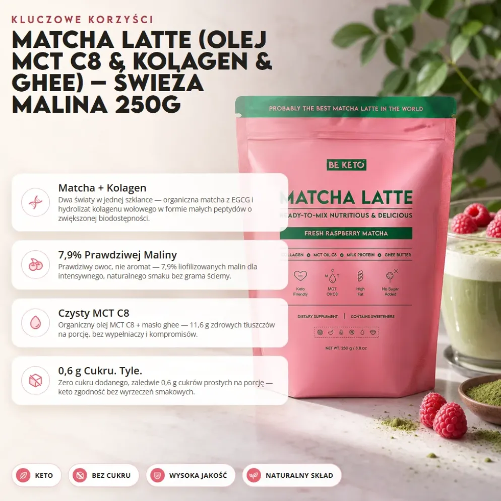 Matcha Latte – Świeża Malina 250g – BeKeto