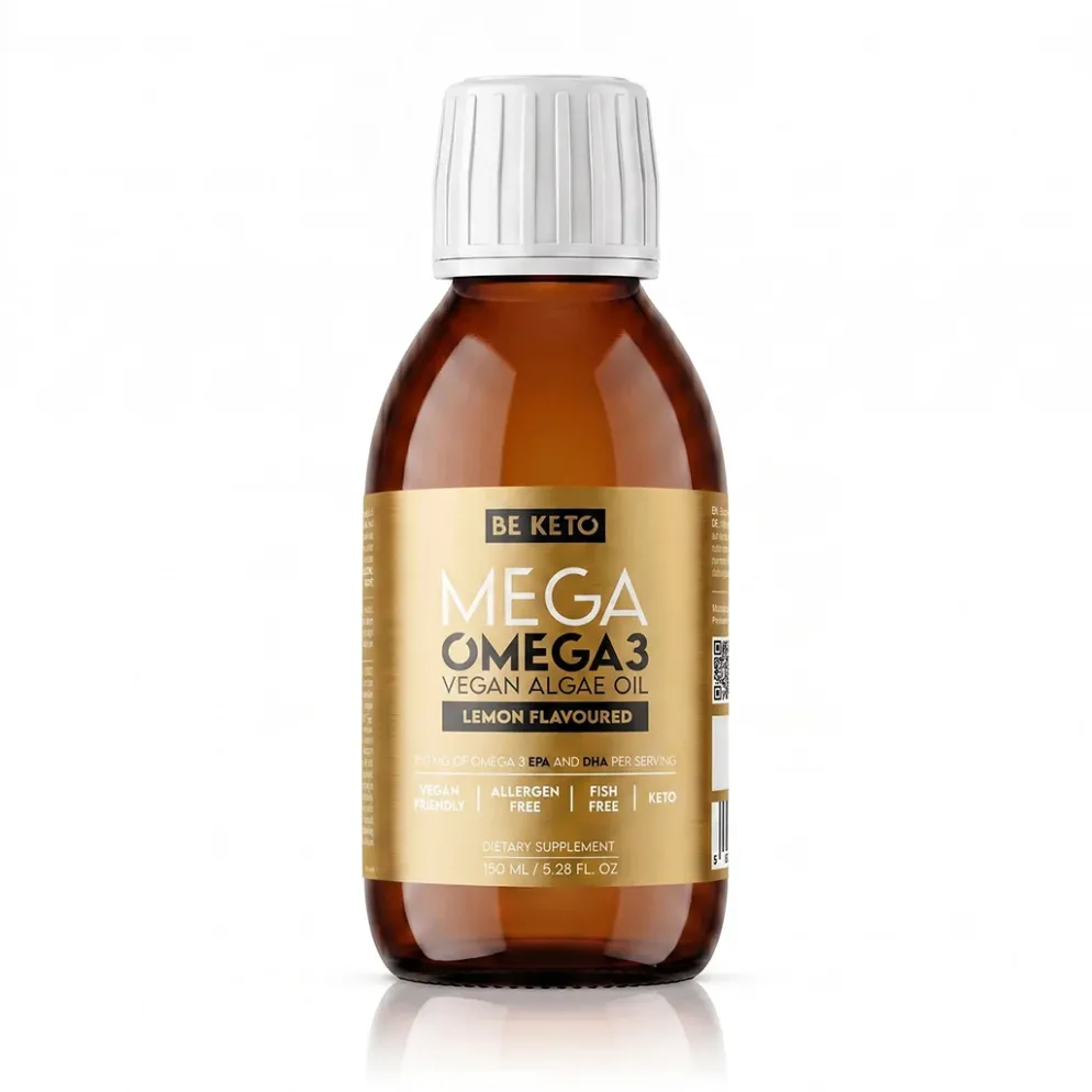 MEGA Omega 3 Wegańska – Olej z Alg Cytrynowy 150ml – BeKeto