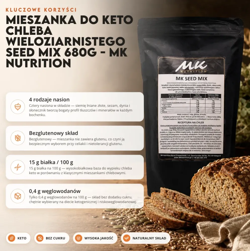Mieszanka do Keto Chleba Wieloziarnistego Seed Mix 680g – MK Nutrition