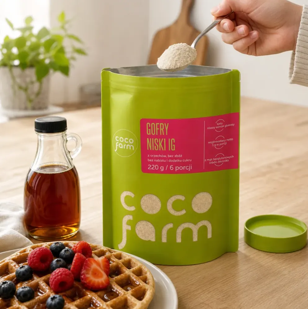 Mieszanka do wypieku gofrów o niskim IG 220g – Coco Farm