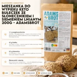 Mieszanka do wypieku keto bułeczek ze słonecznikiem i siemieniem lnianym 200g – AdamsBrot