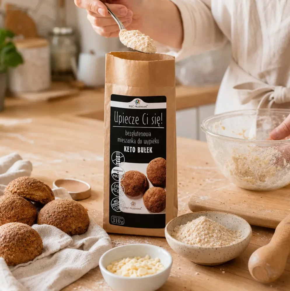 Mieszanka do wypieku keto bułek 310g – Pięć Przemian