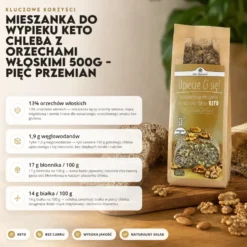 Mieszanka do Wypieku Keto Chleba z Orzechami Włoskimi 500g – Pięć Przemian