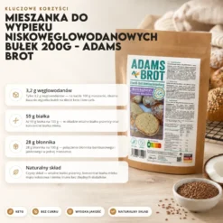 Mieszanka do wypieku niskowęglowodanowych bułek 200g – Adams Brot