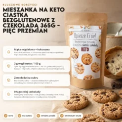 Mieszanka na keto ciastka bezglutenowe z czekoladą 365g – Pięć Przemian