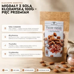Migdały z solą kłodawską 100g – Pięć Przemian