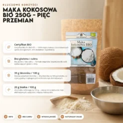 Mąka kokosowa BIO 250g – Pięć Przemian