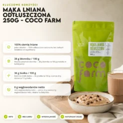Mąka lniana odtłuszczona 250g – Coco Farm