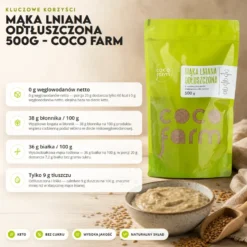 Mąka lniana odtłuszczona 500g – Coco Farm