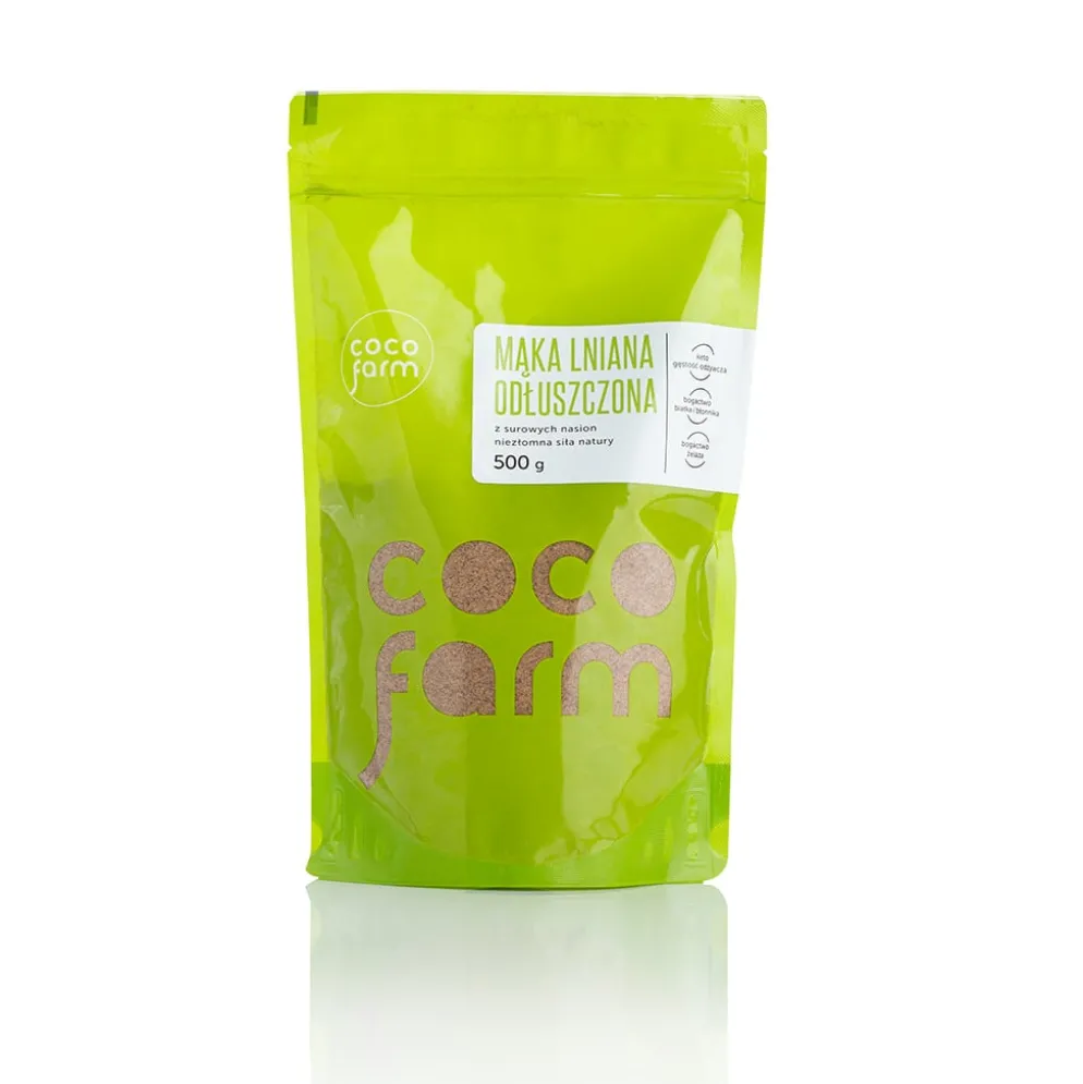 Mąka lniana odtłuszczona 500g – Coco Farm