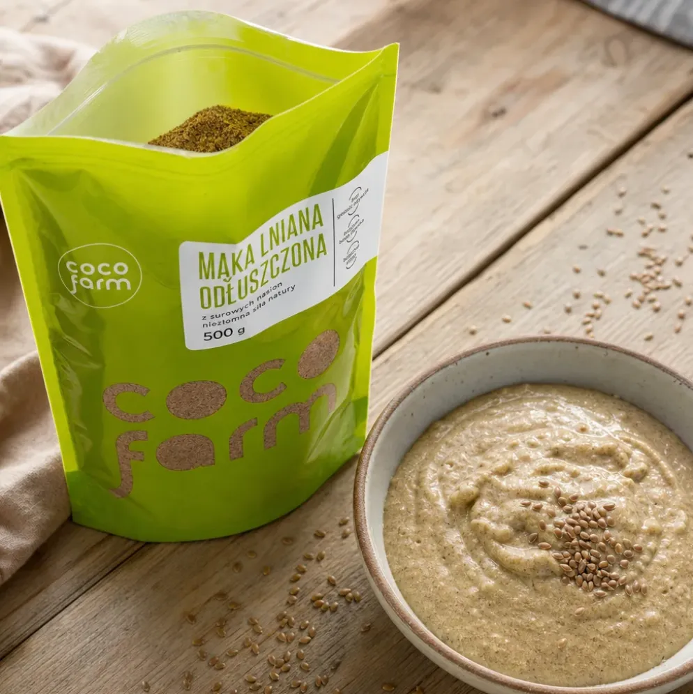 Mąka lniana odtłuszczona 500g – Coco Farm