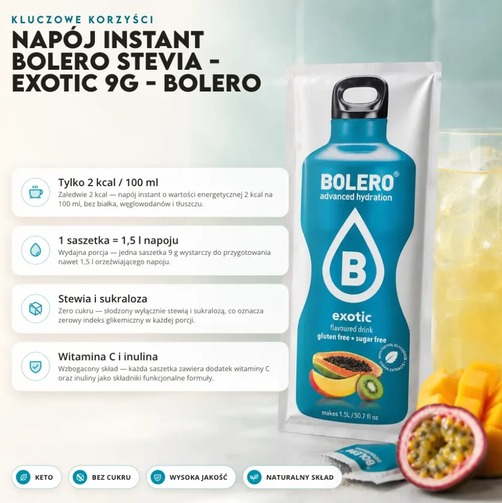 Napój instant Bolero Stevia – Exotic 9g – Bolero