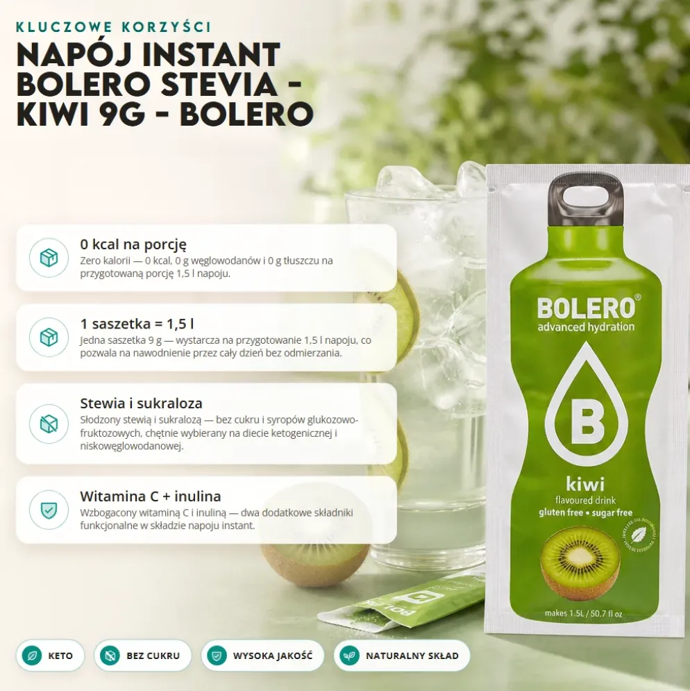 Napój instant Bolero Stevia – Kiwi 9g – Bolero