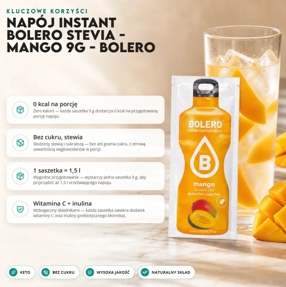 Napój instant Bolero Stevia – Mango 9g – Bolero