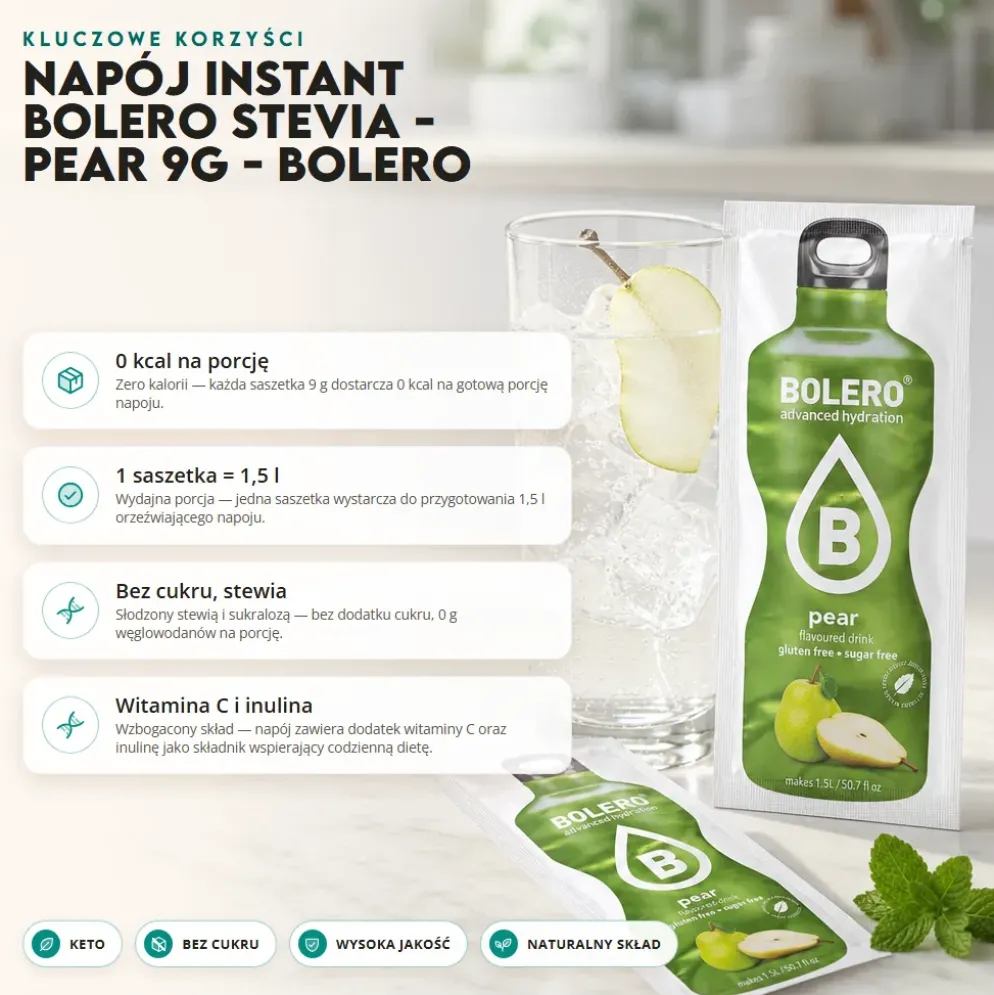 Napój instant Bolero Stevia – Pear 9g – Bolero