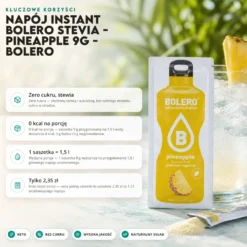 Napój instant Bolero Stevia – Pineapple 9g – Bolero