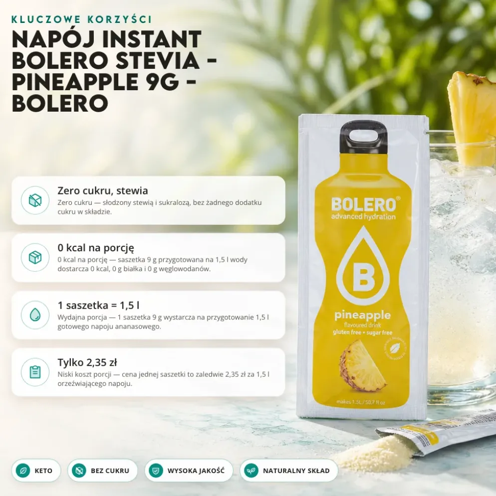 Napój instant Bolero Stevia – Pineapple 9g – Bolero