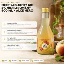 Ocet jabłkowy BIO 5% Niefiltrowany 500 ml – Alce Nero