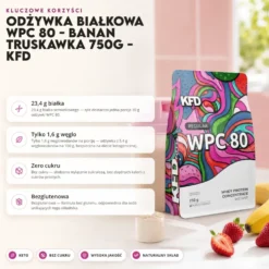 Odżywka Białkowa WPC 80 – Banan Truskawka 750g – KFD