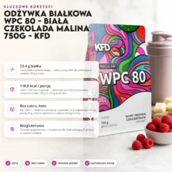 Odżywka Białkowa WPC 80 – Biała Czekolada Malina 750g – KFD