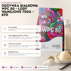Odżywka Białkowa WPC 80 – Lody Waniliowe 750g – KFD